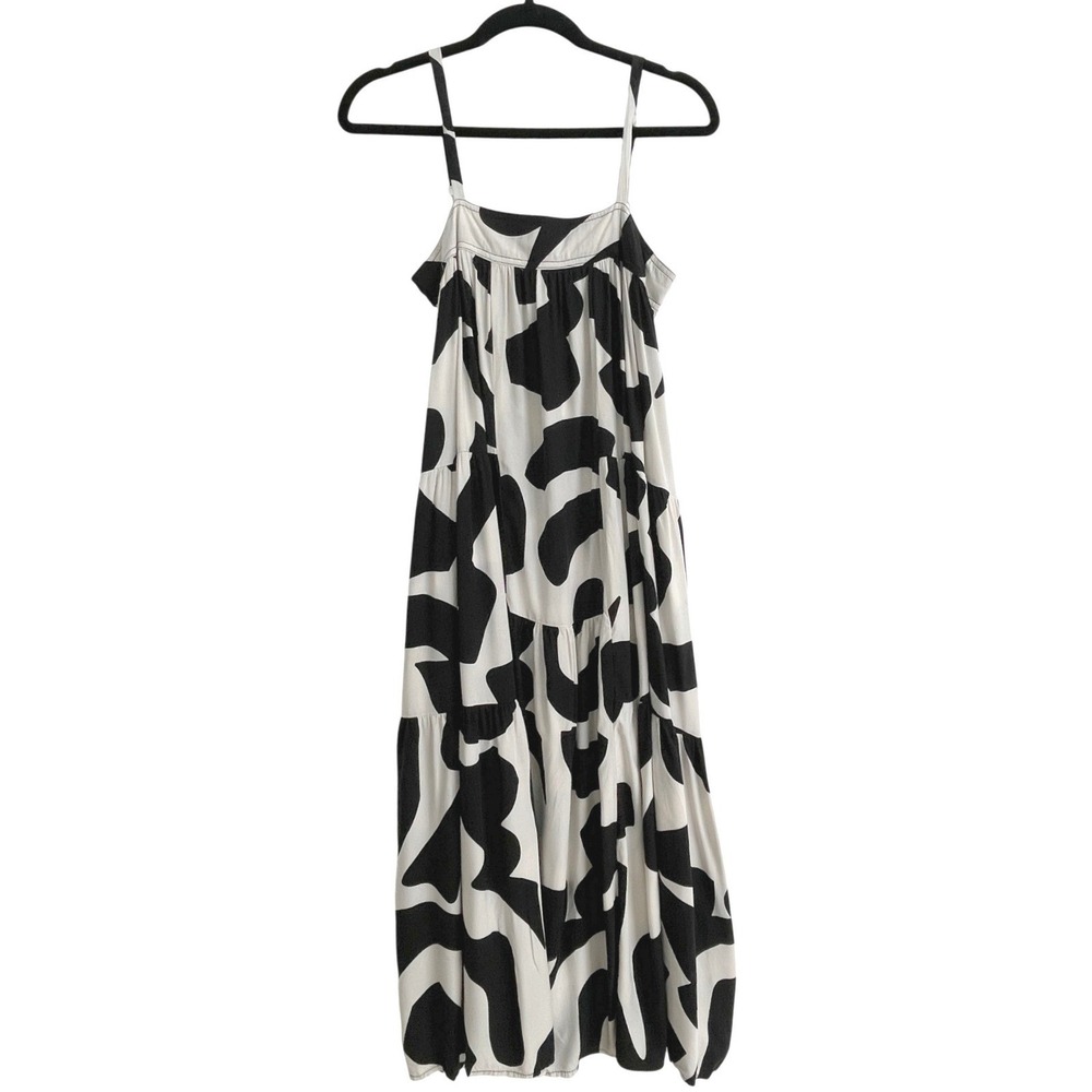 Anthropologie Abel the Label Black White Abstract Print Tiered Maxi Dress S - Picture 8 of 10
